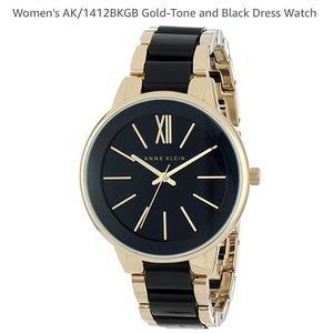 Anne Klein 1412BKGB Gold-Tone & Black Dress Watch